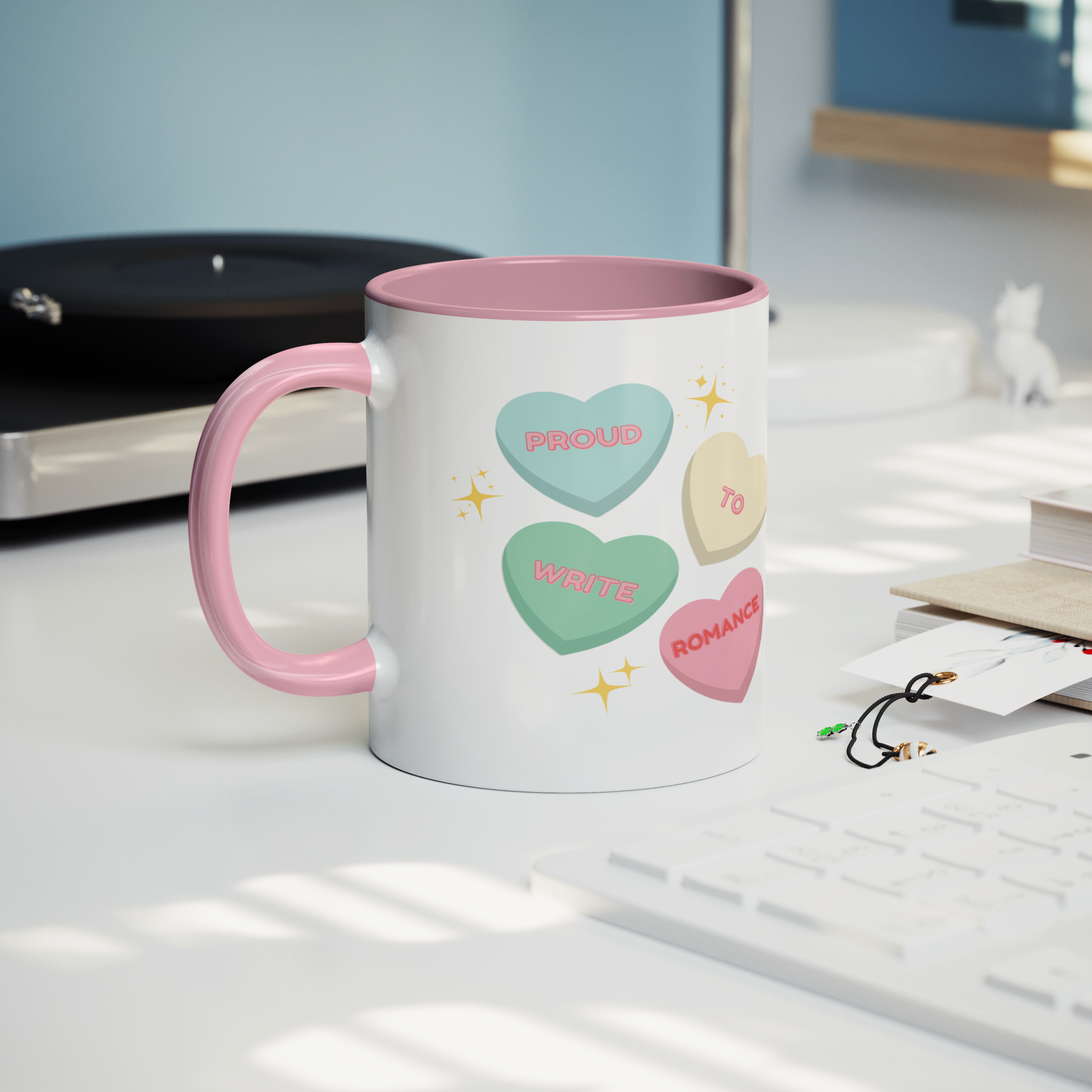 Proud_to_Write_Romance_Mug_Lifestyle_Record_Player_Mockup.png