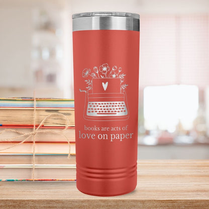 Books Are Love on Paper 22 oz. Etched Travel Mug